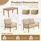 4 Pieces Wooden Outdoor Conversation Set with Soft Cushions and Rectangular Coffee Table